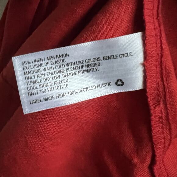 Ingrid and Isabel Maternity Dress Red Sz S Peasant Knee Length Puff Slv Smocked - Picture 6 of 6